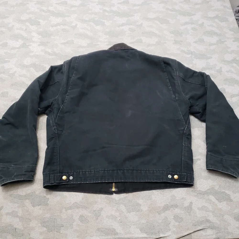 Vintage Carhartt Detroit Jacket Men 44 Black Y2k J01 Zip Blanket Lined Workwear